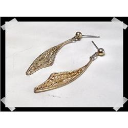 Detailed 14K Yellow Gold Filigree Earrings #1494139