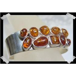 Incredible HEAVY Baltic Amber Sterling Cuff #1494167