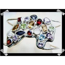 Multi Faceted Gemstone Sterling Cuff Bracelet #1494177