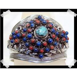 Tribal 'Flower' NEPALTurquoise Sterling Silver #1494181