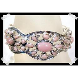 GORGEOUS Genuine Pink Opal Sterling Cuff #1494182