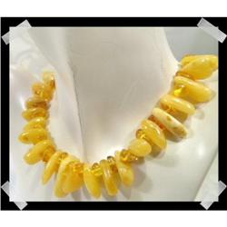 BOLD BUTTER Lemon Baltic Amber NUGGET Necklace #1494192