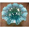 Image 1 : FENTON Blue OPALescent - RUFFLED Footed BOWL #1494208
