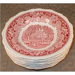 MASONS Vista SOUP Bowls RIMMED Pink (6) #1494307