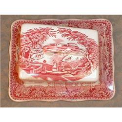 MASONS Vista  COVERED Cheese Dish -PINK- #1494309