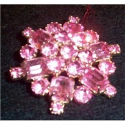 Pink Weiss Signed Rhinestone Brooch #1494420