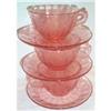 Three Pink Floral Poinsettia Cups and Saucers #1494424