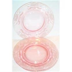 Three Pink Tiffin Flanders Elegant Glass Plates#1494434