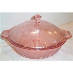 Pink Floral Poinsettia Covered Vegetable Bowl #1494453