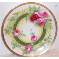 Hand Painted Coronet Limoges Red Roses Plate #1494468