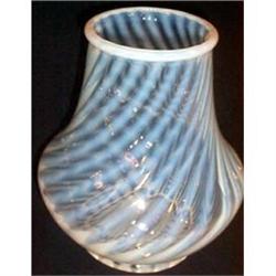 Fenton White Opalescent Swirl Vase #1494489