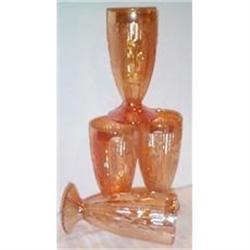 Four Iridescent Iris Footed Depression Tumblers#1494504