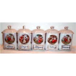 Five Czech Romantic Scene Spice Canisters #1494515