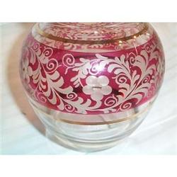 Cranberry cut to clear Glass Decanter #1494531