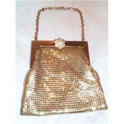 Whiting and Davis Gold Mesh Purse Rhinesone #1494535