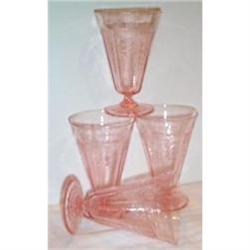 Four Pink Princess Footed Tumblers #1494538