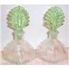 Two Green Fan New Martinsville Perfume Bottles #1494601