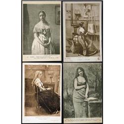 Ten Corot Antique Postcards (People) #1494761