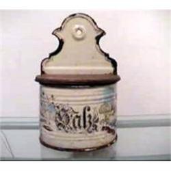 Salt Box in Enamel with wooden lid French #1494856