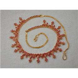 Estate 24K 22K YG Gold Ruby Floral Necklace #1494975