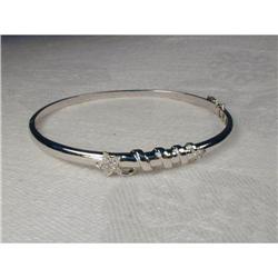 Estate 14K WG Gold Diamond Star Bangle Bracelet#1494976