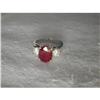 Image 1 : Estate 14K WG 4 CT Ruby Diamond Tri-Stone Ring #1494983