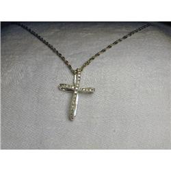 Estate 14K WG White Gold Diamond Cross Pendant #1494992