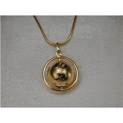 Estate 14K YG Gold Rotating World Globe Pendant#1495010