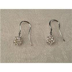 Estate 14K WG Gold Pave Diamond Drop Earrings #1495017