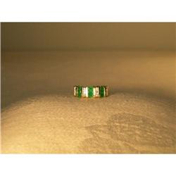 Estate 14K YG Baguette Emerald Diamond Ring #1495018