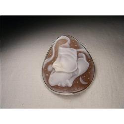 Sterling Silver Carved Cameo Deco Pendant  #1495029
