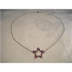 14K WG Ruby Sapphire Diamond Star Pendant #1495042