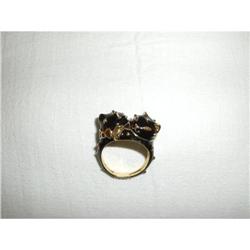 Hidalgo 18K YG Yellow Gold Enamel Cats Ring #1495044