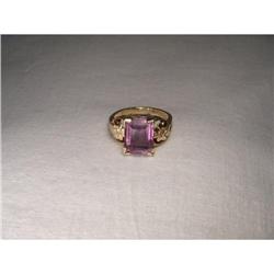 Antique 14K YG Rose Diamond Amethyst Ring #1495050