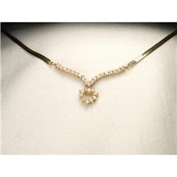Estate 14K YG Diamond Heart Pendant Necklace #1495056