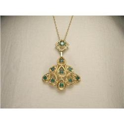 Estate 14K YG Filigree Emerald Slide Necklace #1495063