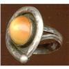 Ring Sterling Silver Agate Cabochon Hammered #1495205