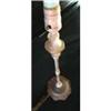 Lamp Table Pink Satin Glass Metal Stick Lamp #1495214
