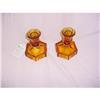 Fostoria amber coin dot candle holders #1495271