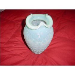 Fenton turquoise basket weave vase #1495274