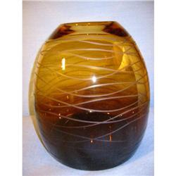 Exquisite Amber color art glass vase, signed ! #1495305