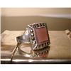 sterling silver marcasite mother of pearl ring #1495379