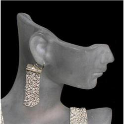 Designer knit sterling silver  weave earrings  #1495380