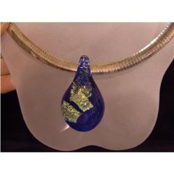 Sterling Silver Omega Necklace Glass Pendant  #1495381