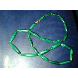 OLD RUSSIAN ANTIQUE(?) MALACHITE NECKLACE #1495509