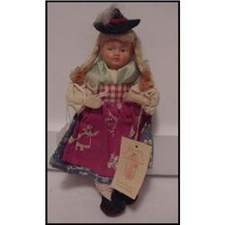 Doll Austria Girl 7" Paper Tag Made in Austria #1495590