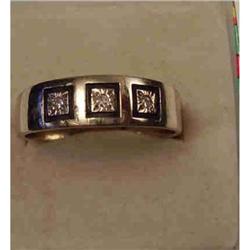 Mans White Gold  band. 3 diamonds #1495665