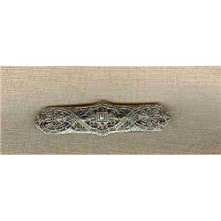 Bar Pin. 10k Gold, Diamond and Sapphire #1495673