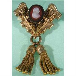Watch Pin. Stone Cameo. Gold Filled 1875 #1495692