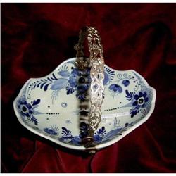 Delftware Bonbon-dish with silver handle #1495742